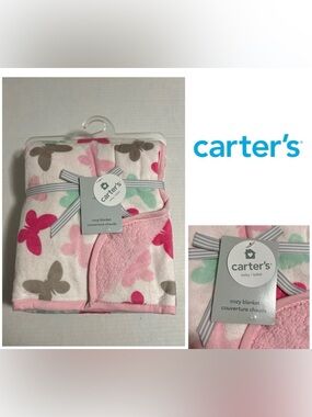 🆕CARTER’S - NWT - 40”X30” - INFANT GIRLS BUTTERFLY COZY SHERPA PLUSH BLANKET